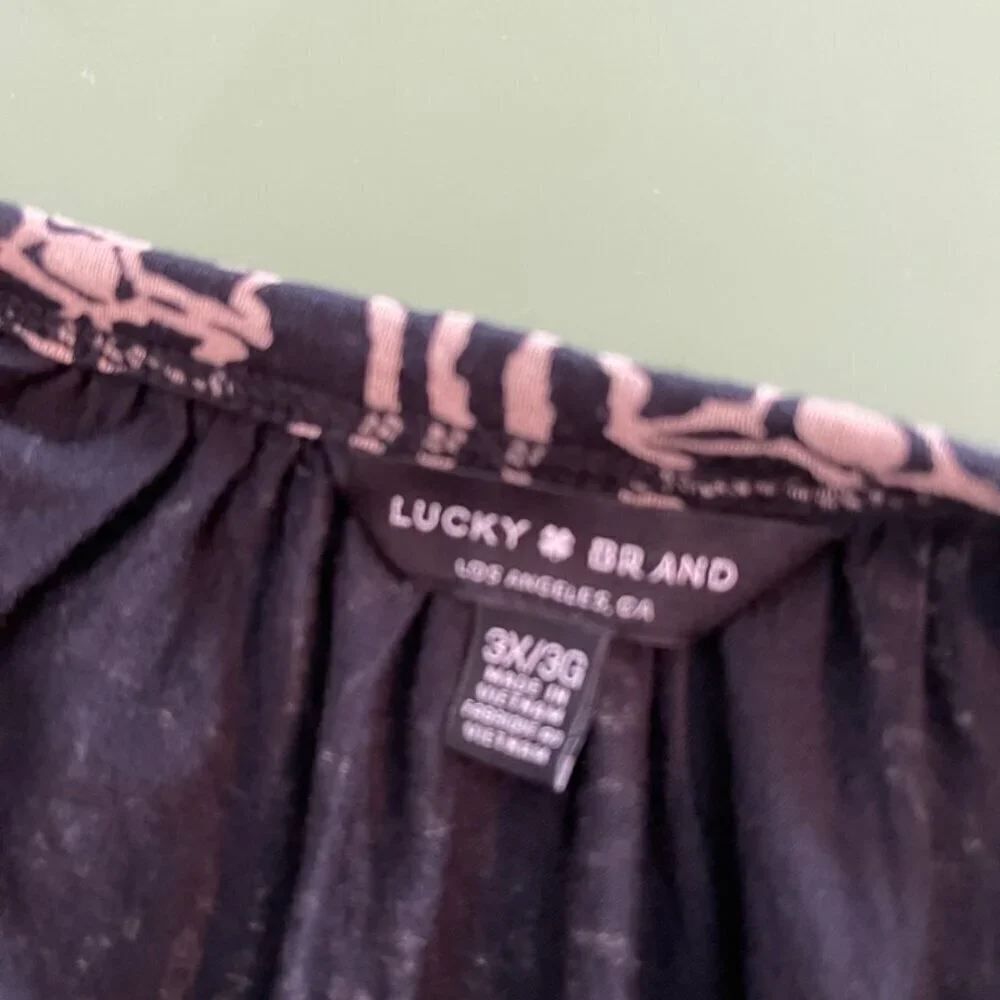 Lucky Brand Black & Tan 3/4 Sleeve Boho Blouse size 3X - Picture 5 of 5